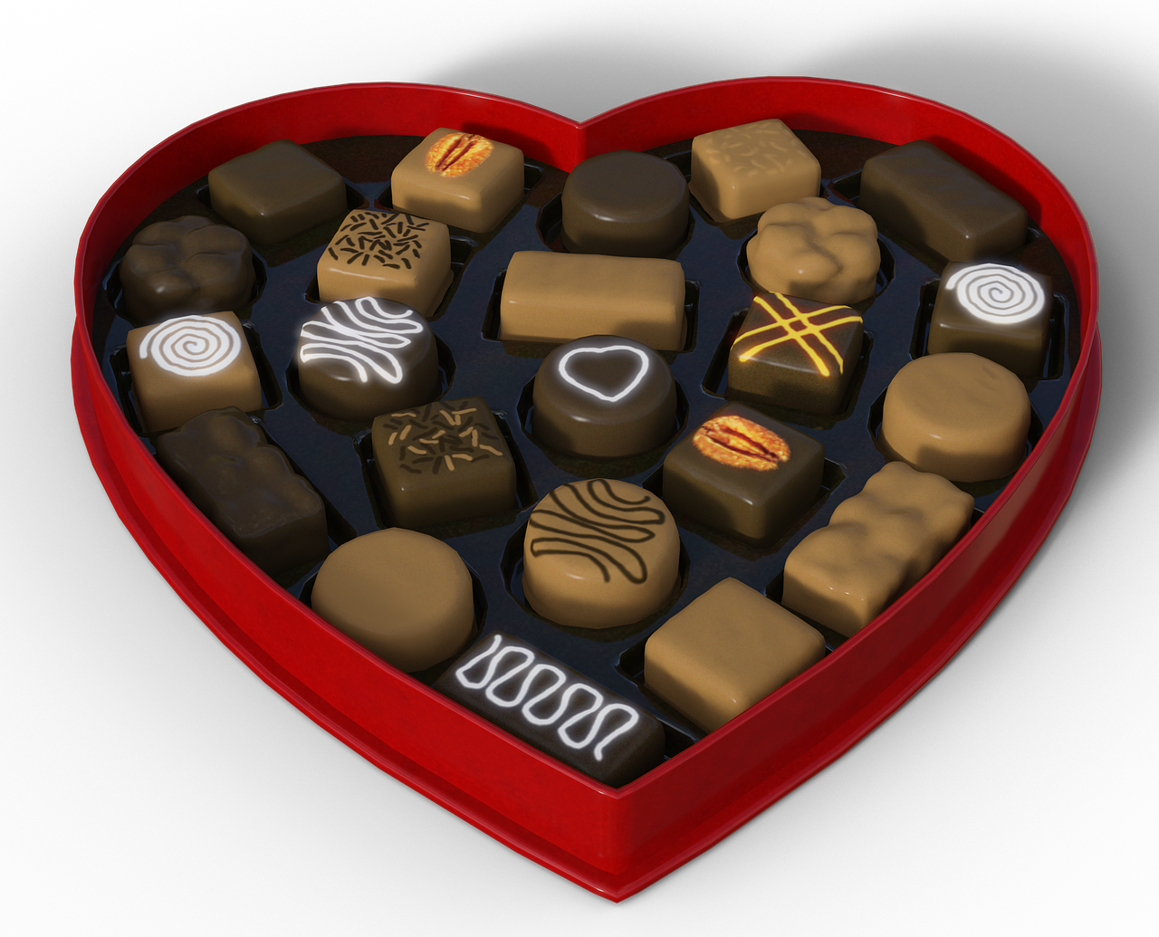 Širdis, Saldainiai, Dovanos, Pakavimas, Šokoladas, Saldumas, Konditerijos Gaminiai, Valentino Diena, 3D Vizualizacija, Atvaizdavimas