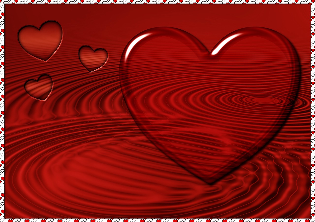 Širdis, Vanduo, Fono Paveikslėlis, Valentino Diena, Romantiškas, Fonas, Atvirukas, Romantika, Meilė, Raudona