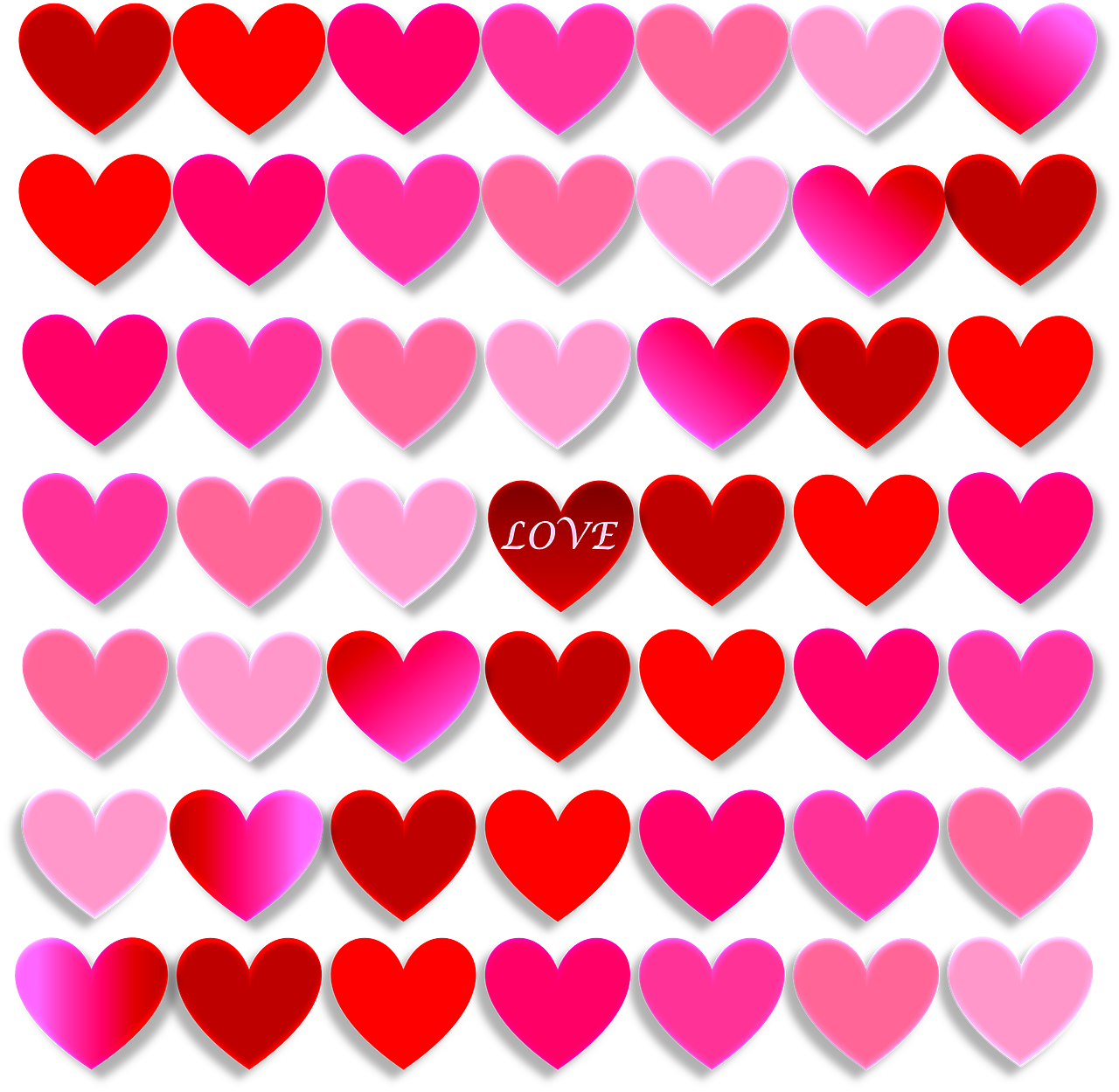 Širdis, Meilė, Valentine, Raudona, Rožinis, Atspalvių, Dizainas, Modelis, Tekstas, Raudona