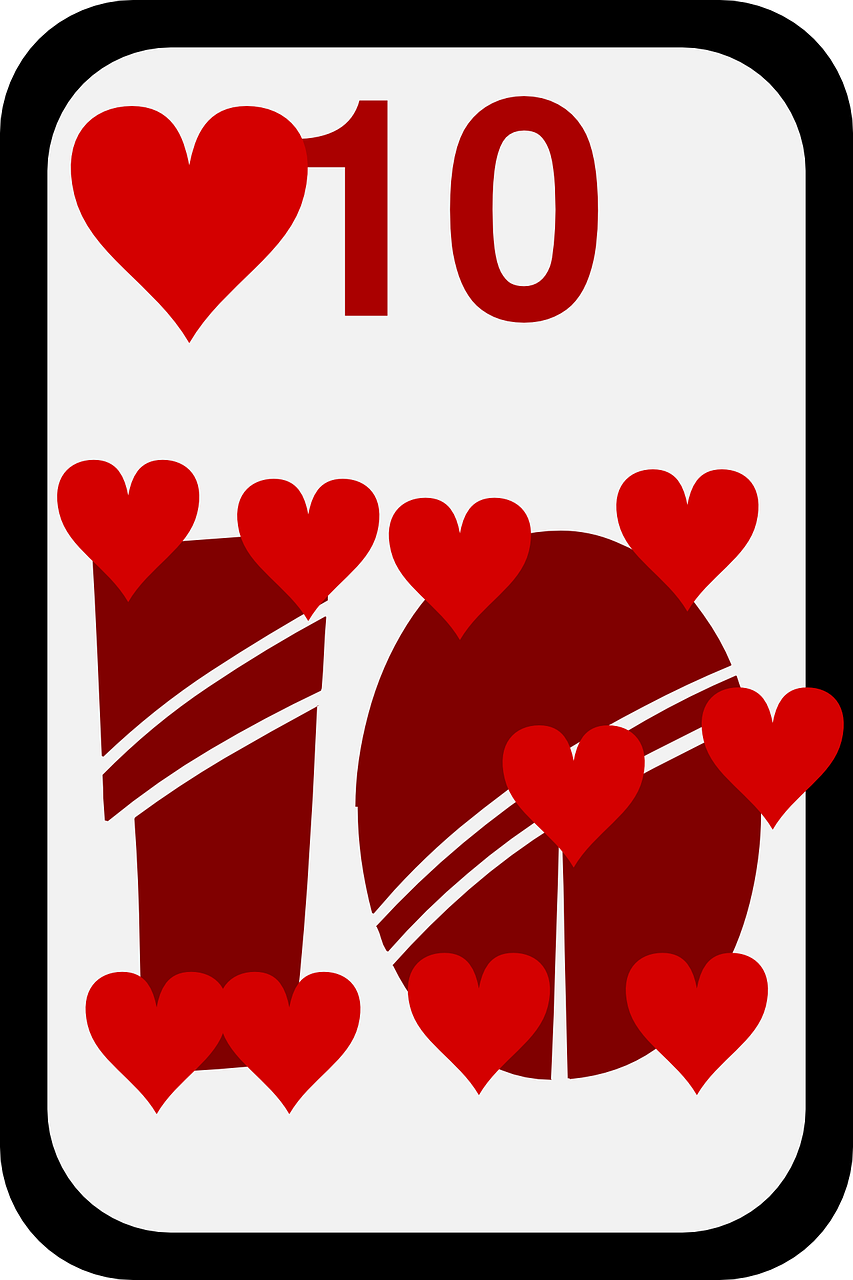 Širdis, Žaidimas, Kortelės, Dešimt, Žaisti, Pokeris, Širdis, Kortelė, Kazino, Bet