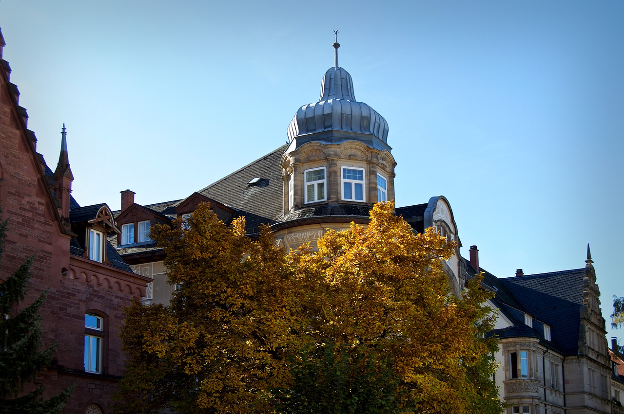 Heidelbergas, Weststadt, Lapuočių Medis, Ruduo, Lapai, Saulės Šviesa, Gründerzeit, Fasadas, Pastatas, Architektūra