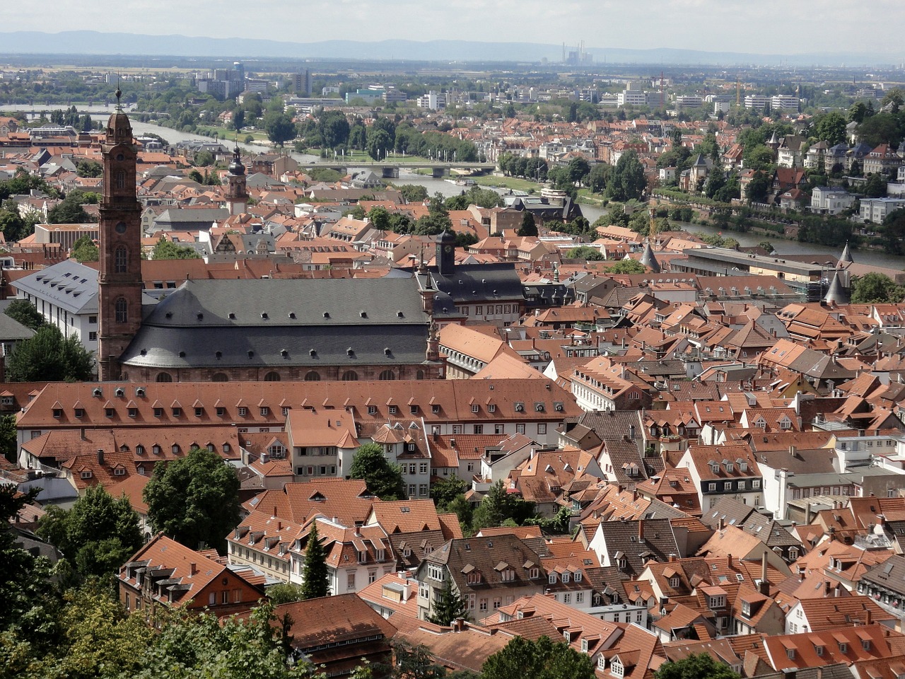 Heidelbergas, Neckar, Miestas, Upė, Tiltas, Kultūra, Vokietija, Bažnyčia, Katedra, Šv. Marijos Katedra