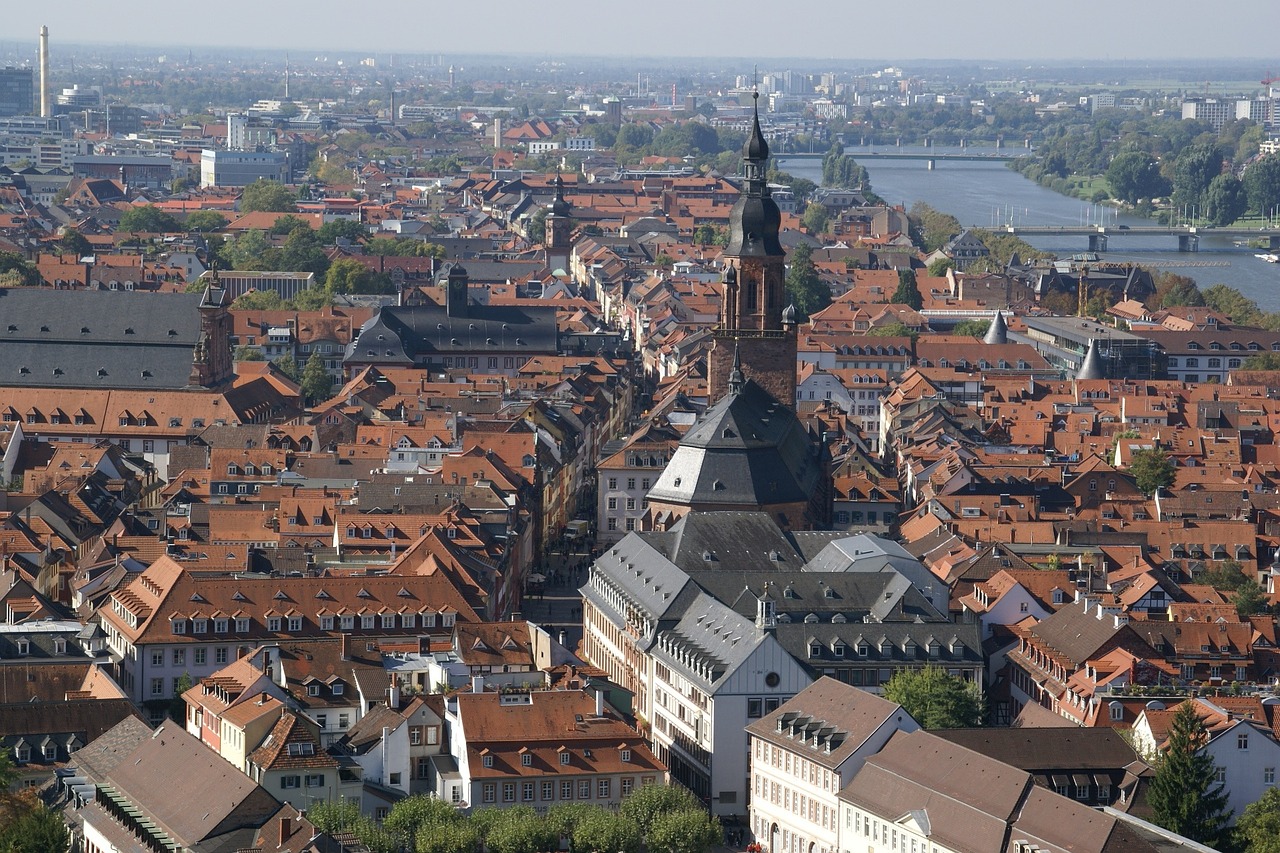 Heidelbergas,  Vokietija,  Vaizdas,  Miestas,  Kelionė,  Architektūra,  Turizmas,  Neckar,  Upė,  Panorama