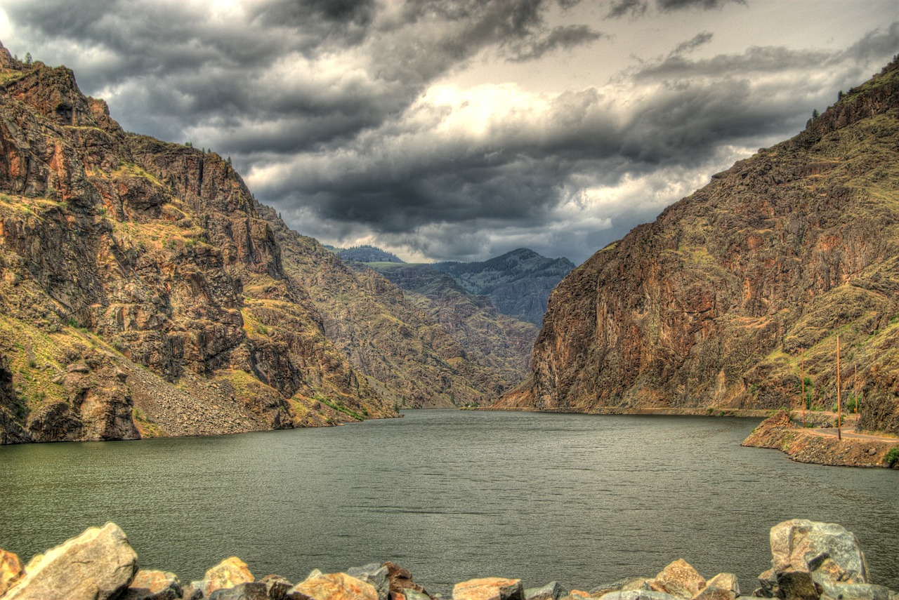 Pragaras Kanjonas, Oregonas, Kanjonas, Upė, Debesys, Hdr, Hdf, Akmenys, Dangus, Vanduo