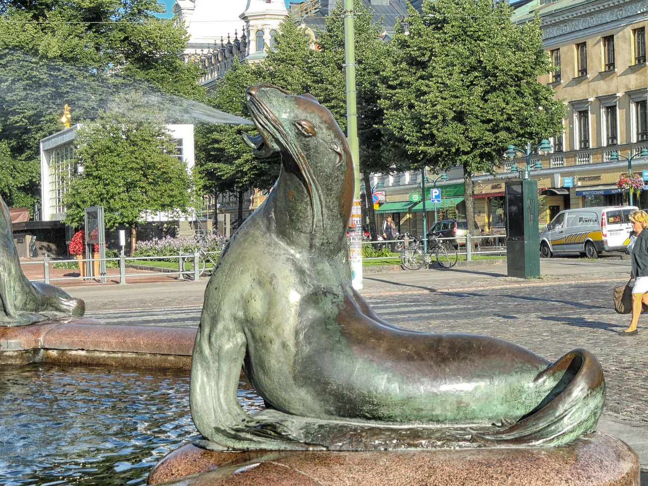 Helsinki, Finland, Statula, Skulptūra, Jūrų Liūtas, Antspaudas, Menas, Meno, Plaza, Miesto