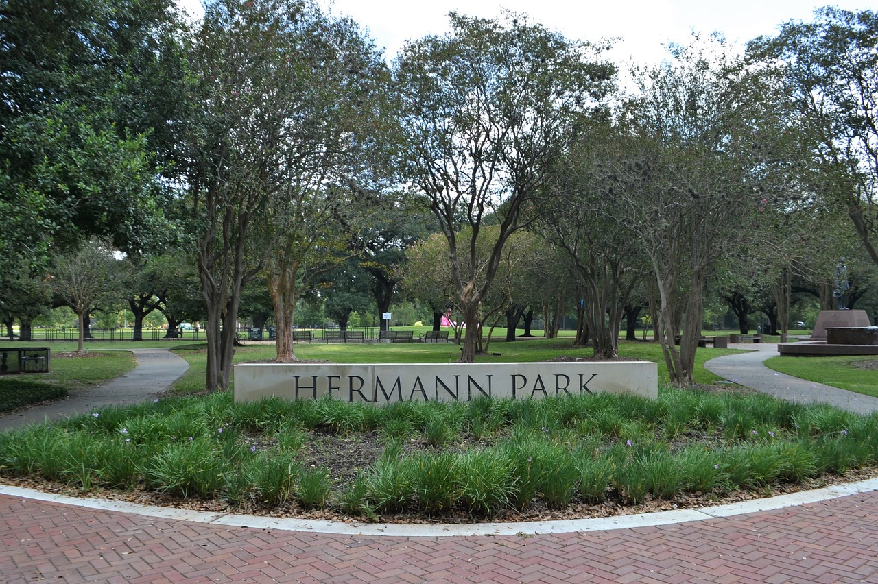 Hermano Parkas, Ženklas, Įėjimas, Forrest, Nacionalinis Parkas, Houstonas, Texas, Gamta, Natūralus, Parkas