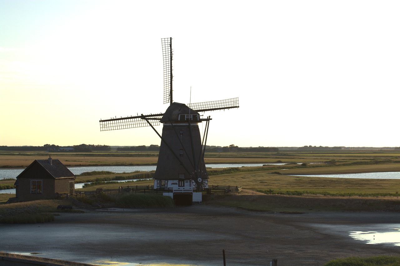 Het Noorden,  Malūnas,  Šiaurės Olandija,  Windmill,  Texel,  Nyderlandai,  Olandija,  Panorama,  Architektūra,  Kraštovaizdis