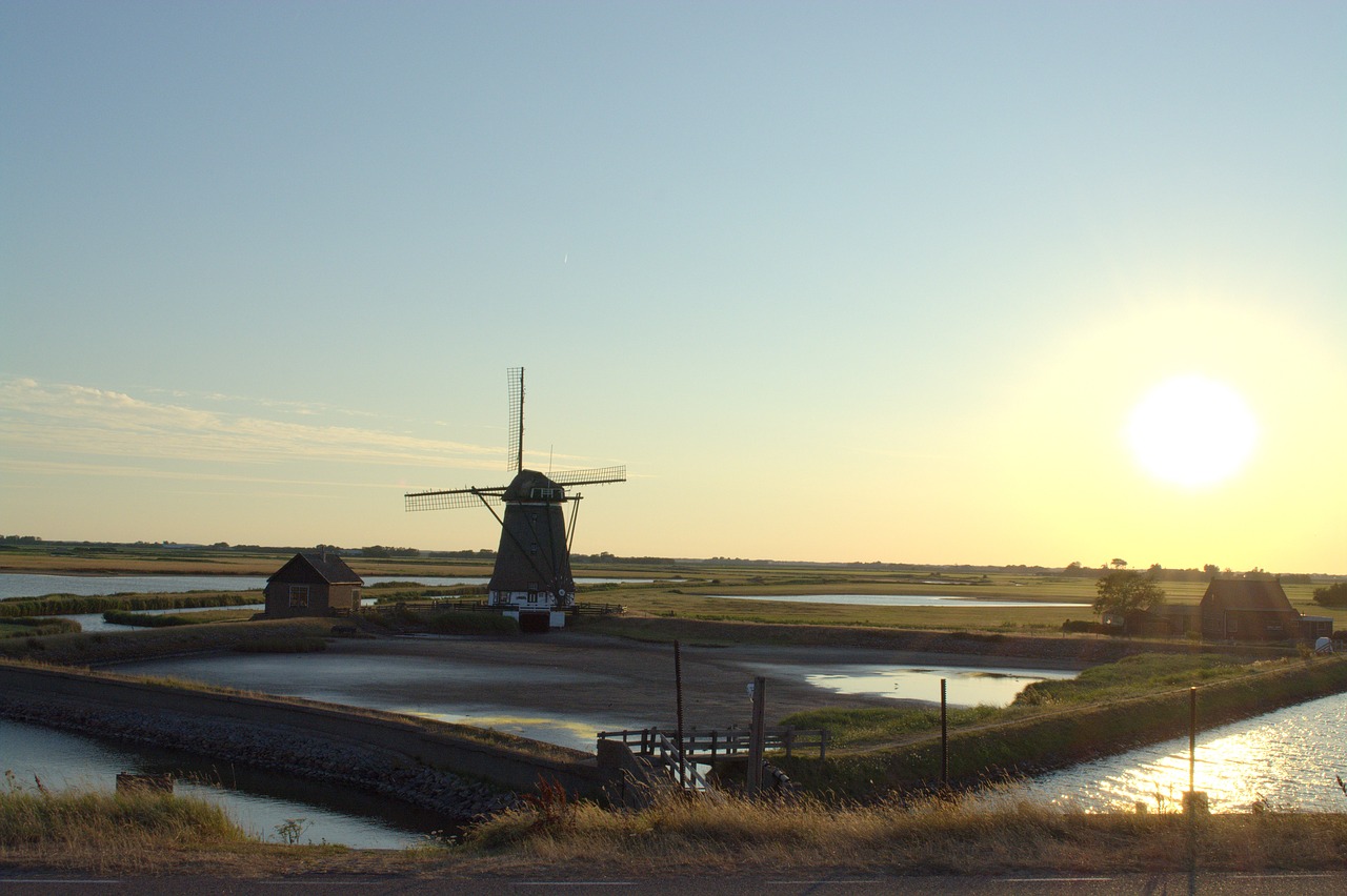 Šiaurę,  Oosterend,  Panorama,  Peržiūrėti,  Malūnas,  Windmill,  Vatų Jūra,  Vasarą,  Vandens,  Texel