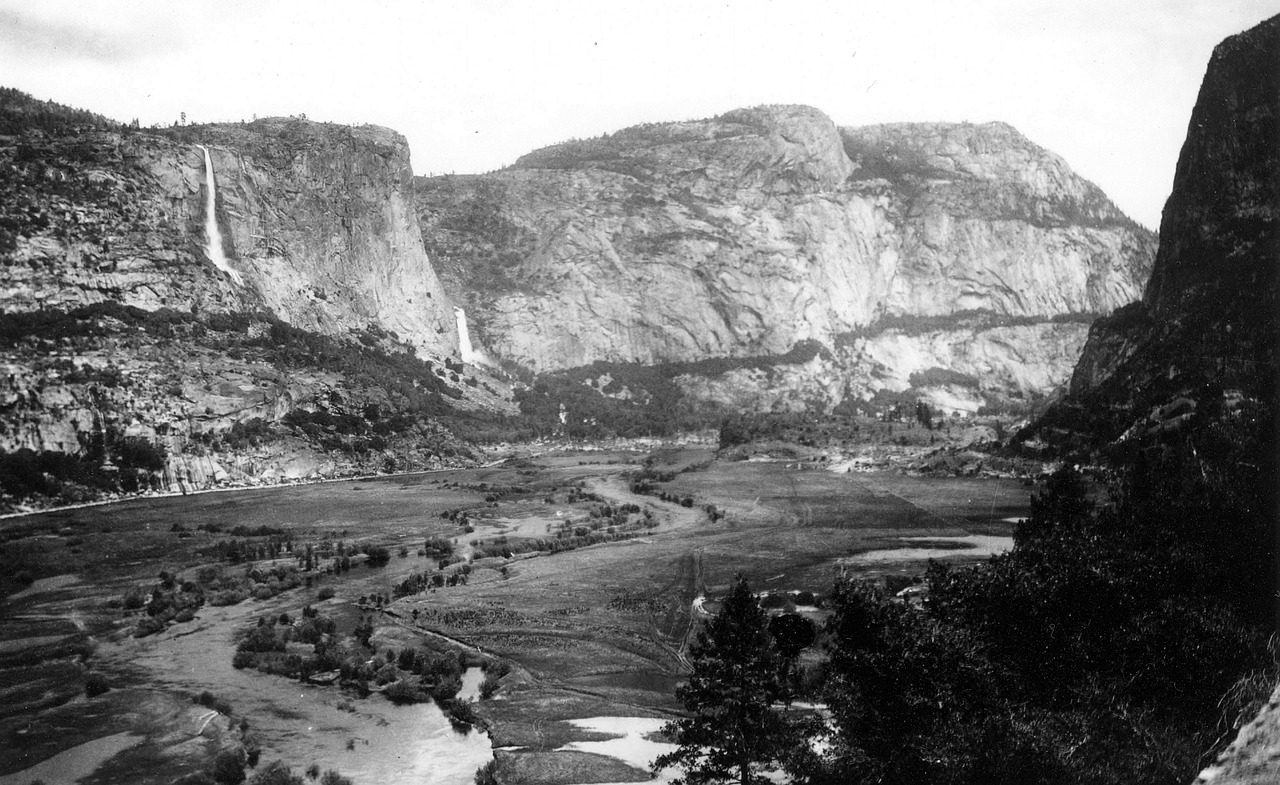 Hetch Hetchy Slėnis, 1900, Tuolumne Upė, Kalnas, Slėnis, Miškas, Uolos, Kalvos, Mažas Slėnis, Užtvankos