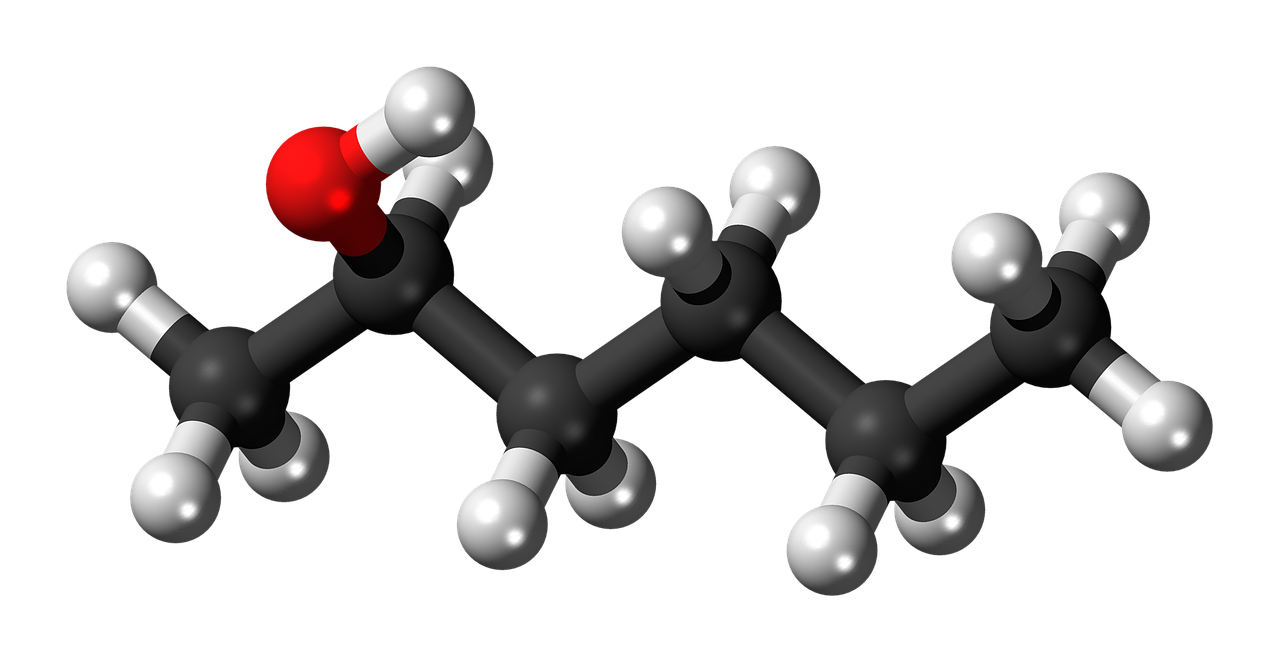 Heksanolis, Modelis, Molekulė, Anglies, 3D, Rutulys, Stick, Cheminis, Mokslas, Molekulinė