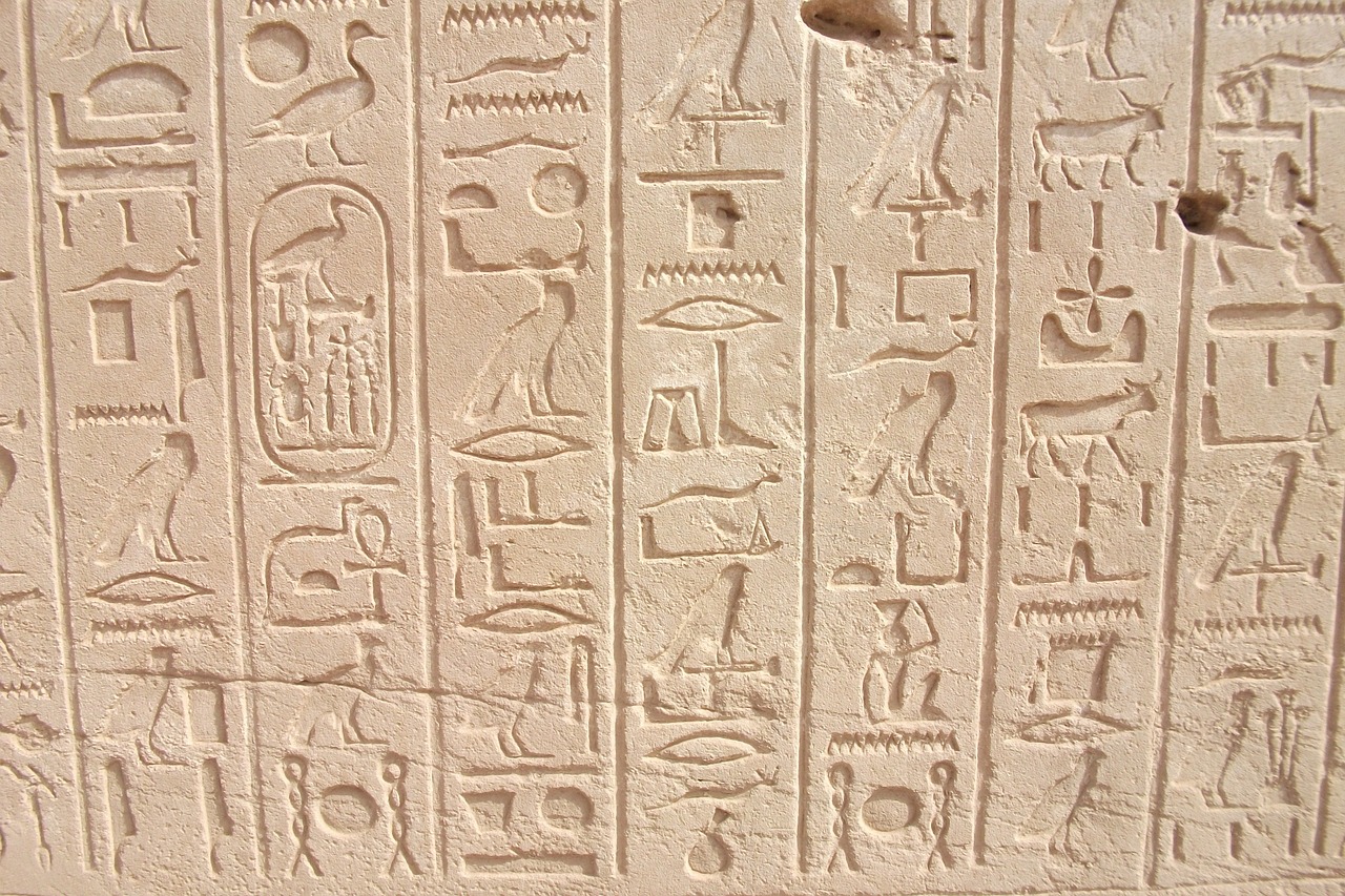 Hieroglifai, Faraonai, Egiptas, Luxor, Karnakas, Užrašas, Senas, Įvedimas, Siena, Pharaonic