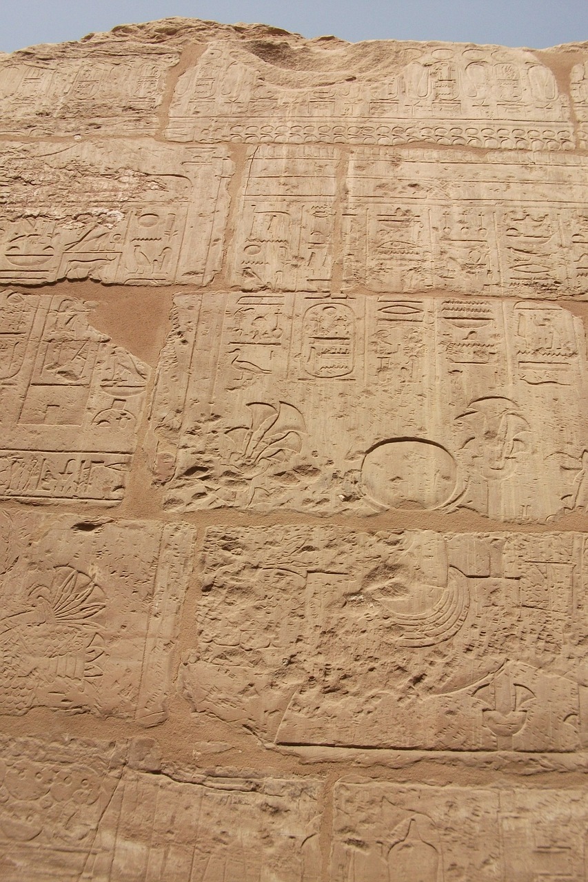Hieroglifai, Faraonai, Egiptas, Luxor, Karnakas, Užrašas, Senas, Įvedimas, Siena, Pharaonic