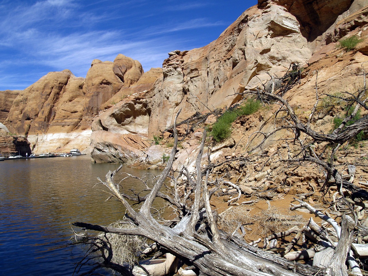 Aukštas, Rokas, Šalia, Vaivorykštės Tiltas, Ežero Powell, Arizona, Usa, Puslapis, Turistų Atrakcijos, Paminklas