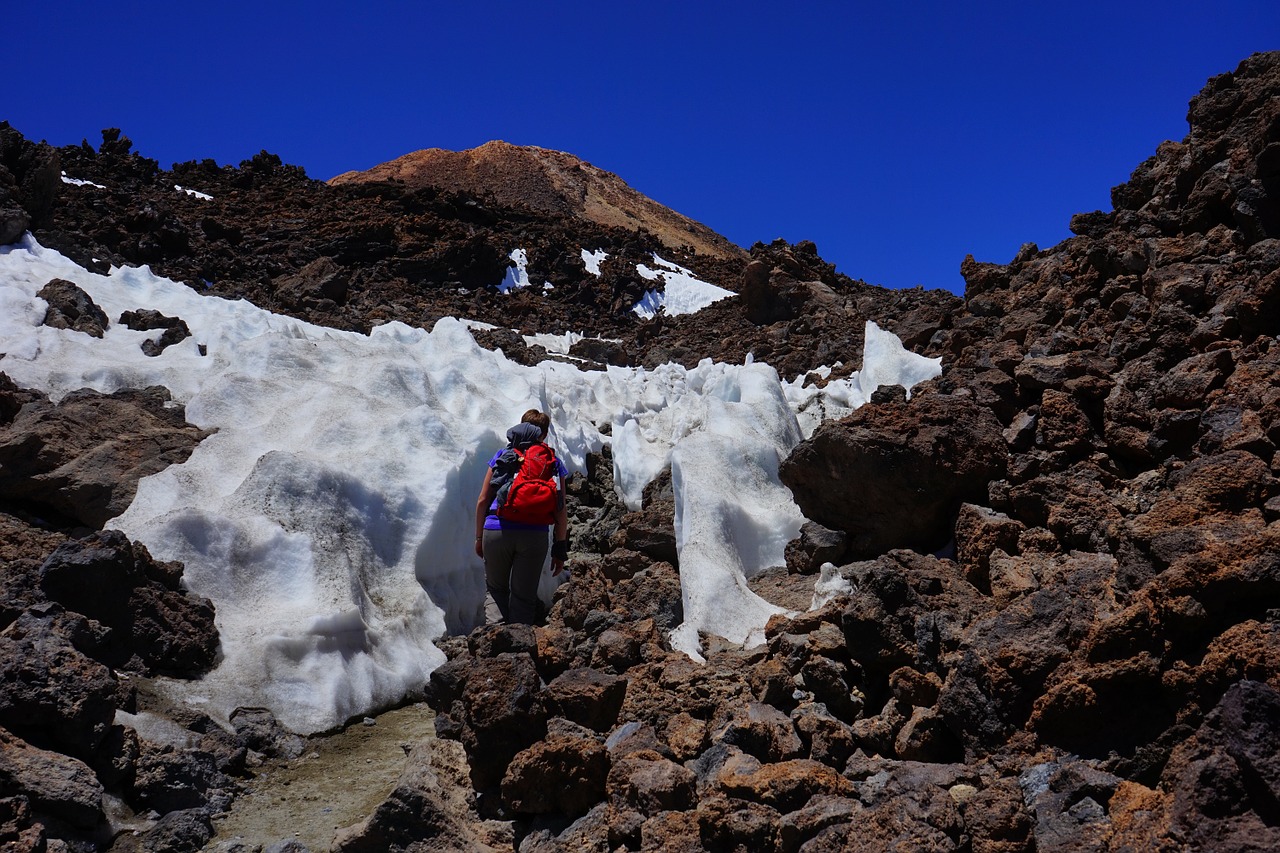 Žygis, Žygio Turas, Keliautojas, Teide, Pico Del Teide, Teyde, Teide Nacionalinis Parkas, Tenerifė, Kanarų Salos, Sniegas