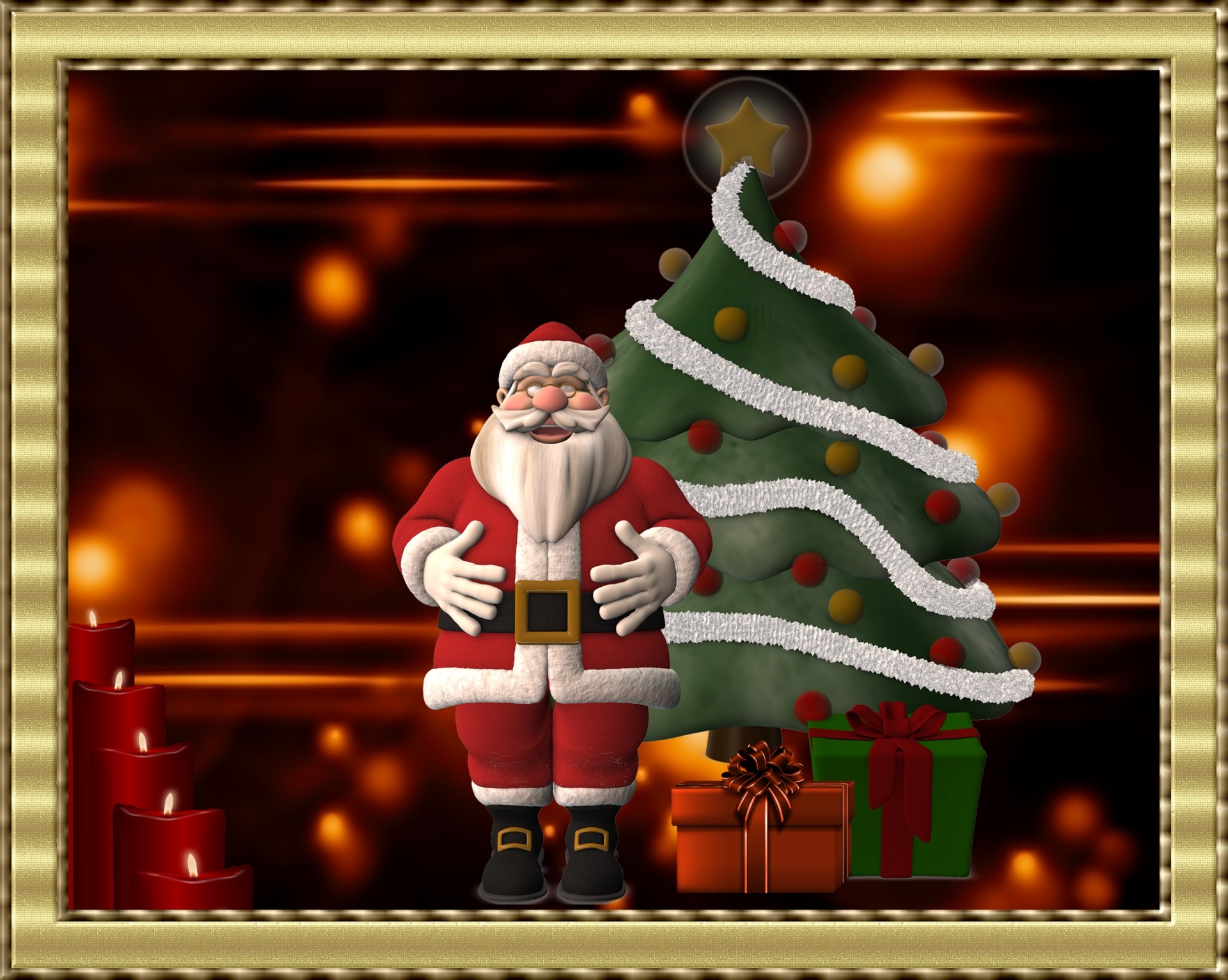 Kalėdos,  Kortelė,  Pasveikinimas,  Santa & Nbsp,  Claus,  Gaisras & Nbsp,  Medis,  Dovanos,  Šventė,  Šventė
