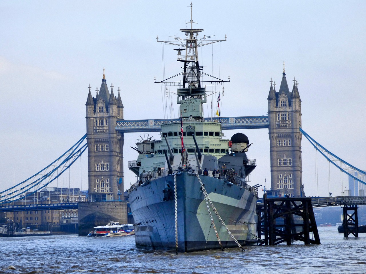 Bokšto Tiltas, Hms Belfast, Thames, Londonas, Miestas, Upė, Uk, Tiltas, Bokštas, Britanija