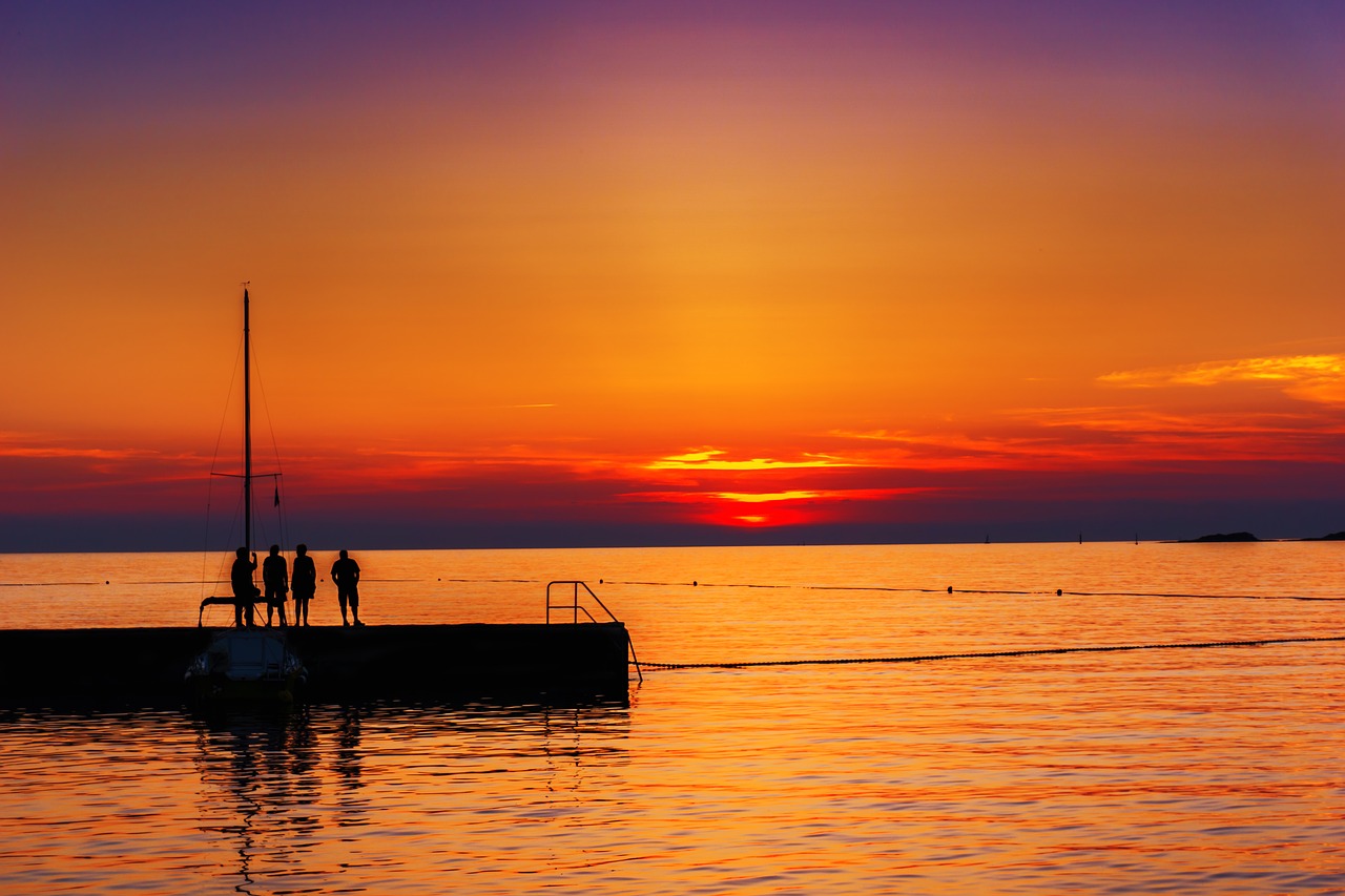 Šventė, Kroatija, Jūra, Abendstimmung, Uostas, Vasara, Vanduo, Saulėlydis, Romantika, Adrijos Jūra