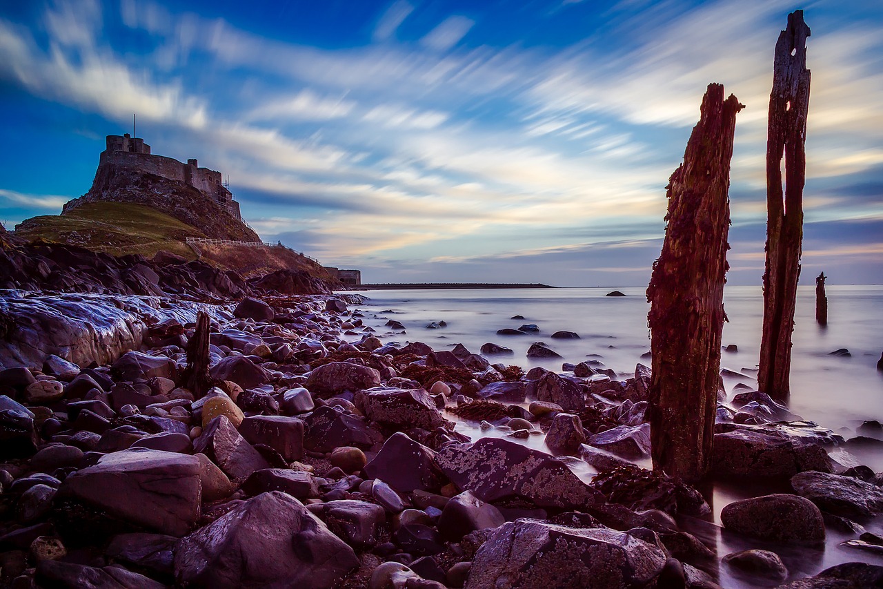 Šventoji Sala, Berwick-Upon-Tweed, Anglija, Didžioji Britanija, Uk, Lindisfarne, Pilis, Viduramžių, Istorinis, Kraštovaizdis