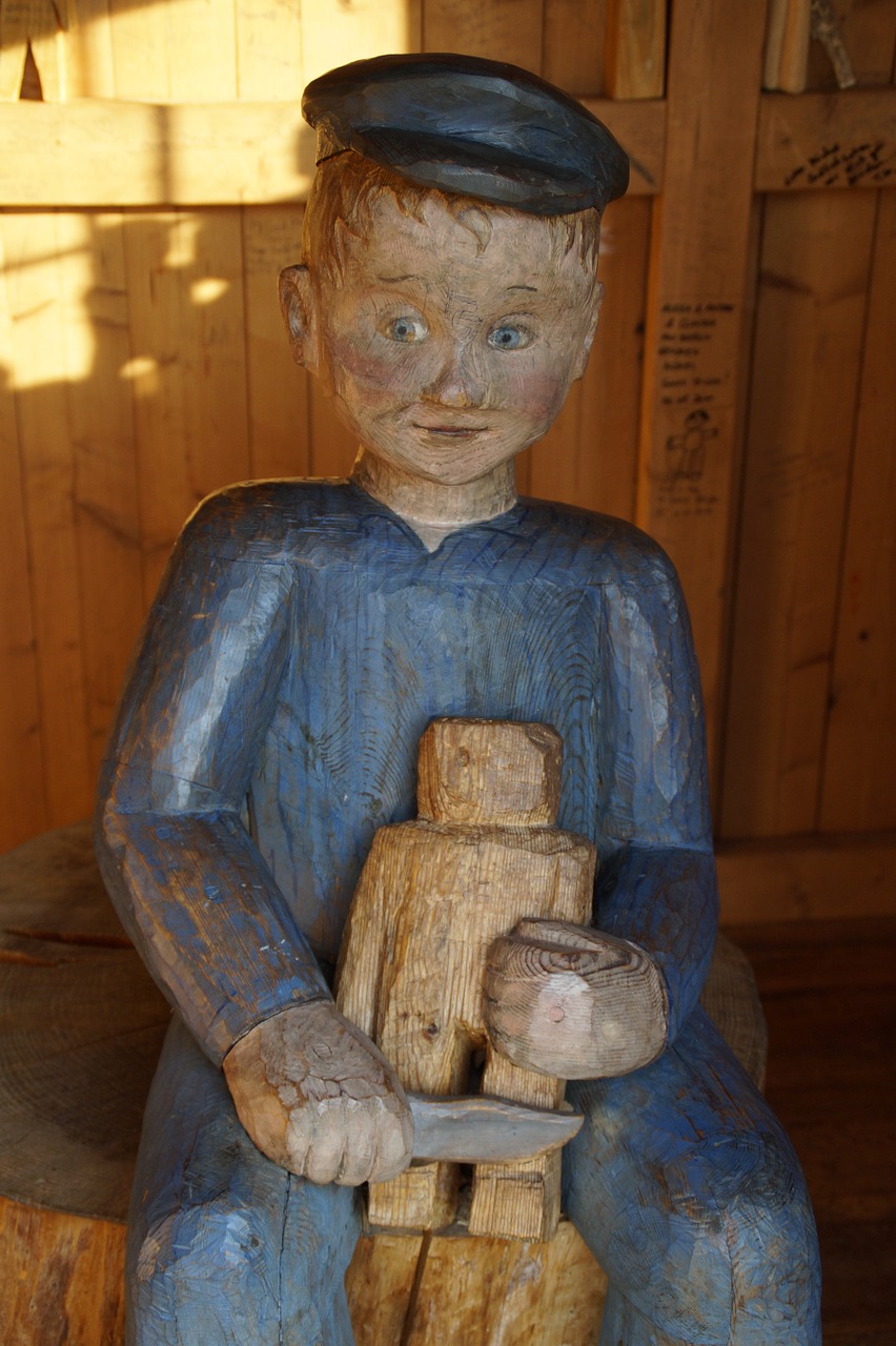 Holzfigur, Lönneberga, Emil, Tischlerschuppen, Astrid Lindgren, Švedija, Figūra, Vaikų Knyga, Mediena, Berniukas