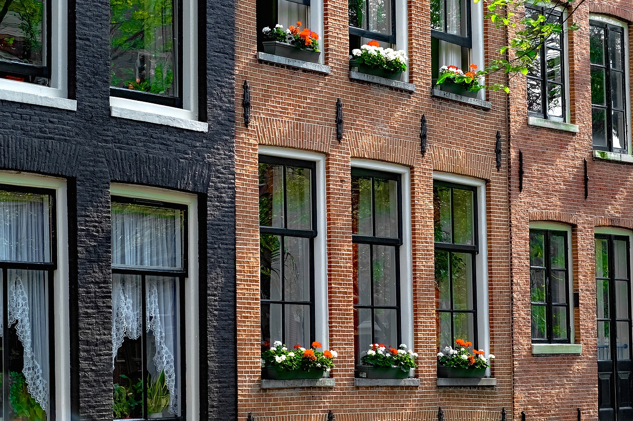 Namai, Namas, Plyta, Dažytos Plytos, Gėlės, Architektūra, Jordan, Amsterdamas, Nyderlandai, Holland