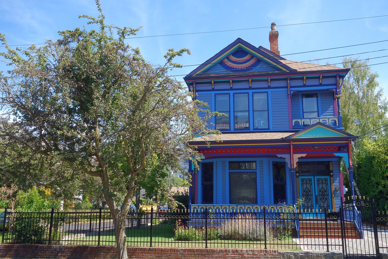 Namai, Mėlynas, Victorian, Kanada, Viktorija, Mėlynas Namas, Pastatas, Vila, Šventė, Architektūra