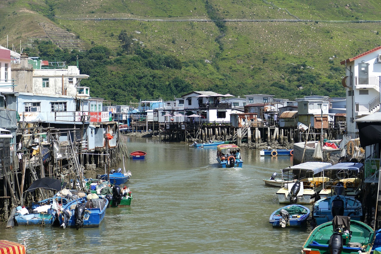 Honkongas, Kinija, Asija, Lantau, Tai O, Kaimas, Žvejų Kaimelis, Jūra, Gyventi, Skurdas