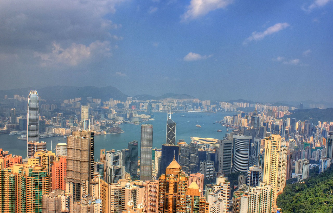 Honkongas, Miesto Panorama, Pastatai, Dangoraižiai, Vanduo, Kanalas, Dangus, Debesys, Nemokamos Nuotraukos,  Nemokama Licenzija