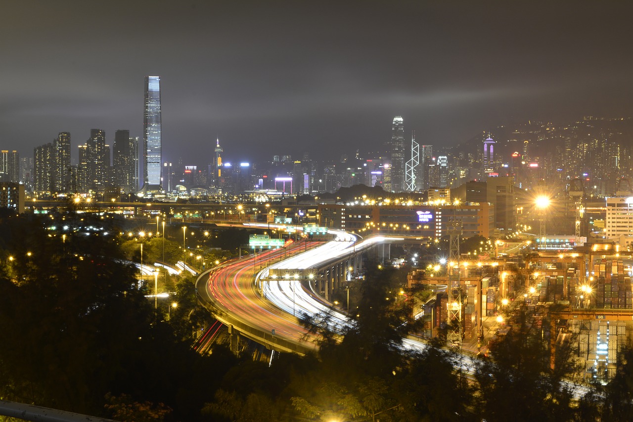 Honkongas, Naktis, Lengvuoju Geležinkeliu, Miestas, Miesto Panorama, Kong, Hong, Hong Kongo Panorama, Pastatas, Panorama