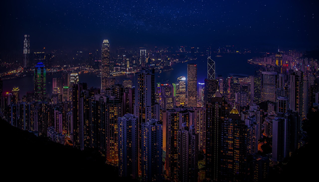 Honkongas, Kinija, Uostas, Miestas, Dangoraižiai, Naktis, Naktinis Miestas, Nemokamos Nuotraukos,  Nemokama Licenzija