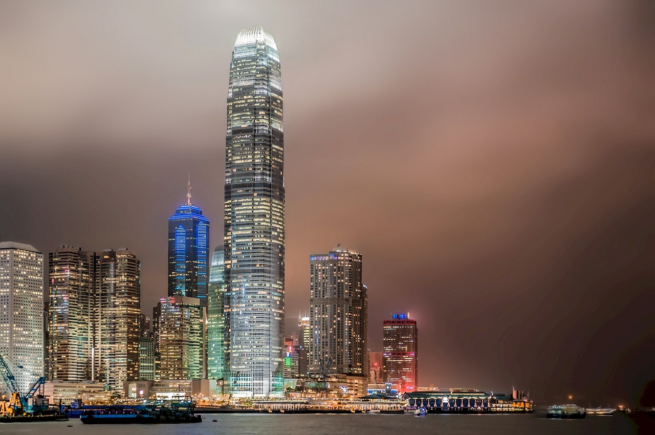 Honkongas, Dangoraižiai, Naktis, Taifūnas, Architektūra, Miesto Panorama, Miesto, Asija, Pastatai, Įmonės