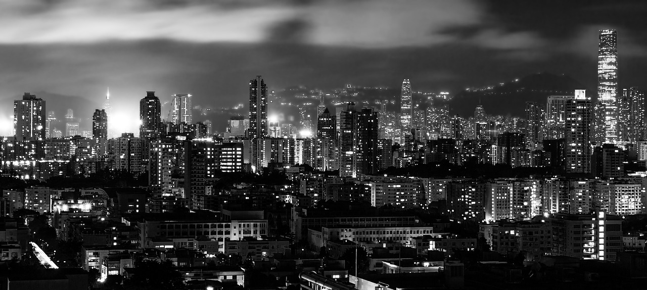 Honkongas, Miestas, Naktis, Miesto, Panorama, Miesto Panorama, Architektūra, Šviesa, Dangoraižis, Vaizdas