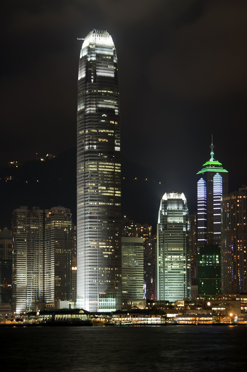 Honkongas, Tarptautinis Finansų Centras, Pastatas, Architektūra, Naktis, Dangoraižis, Miesto, Centro, Asija, Miesto Panorama