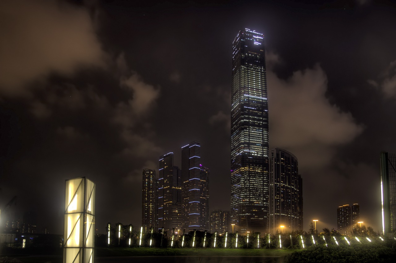 Honkongas, Dangoraižiai, Naktis, Sąjungos Aikštė, Architektūra, Miesto Panorama, Miesto, Asija, Pastatai, Įmonės