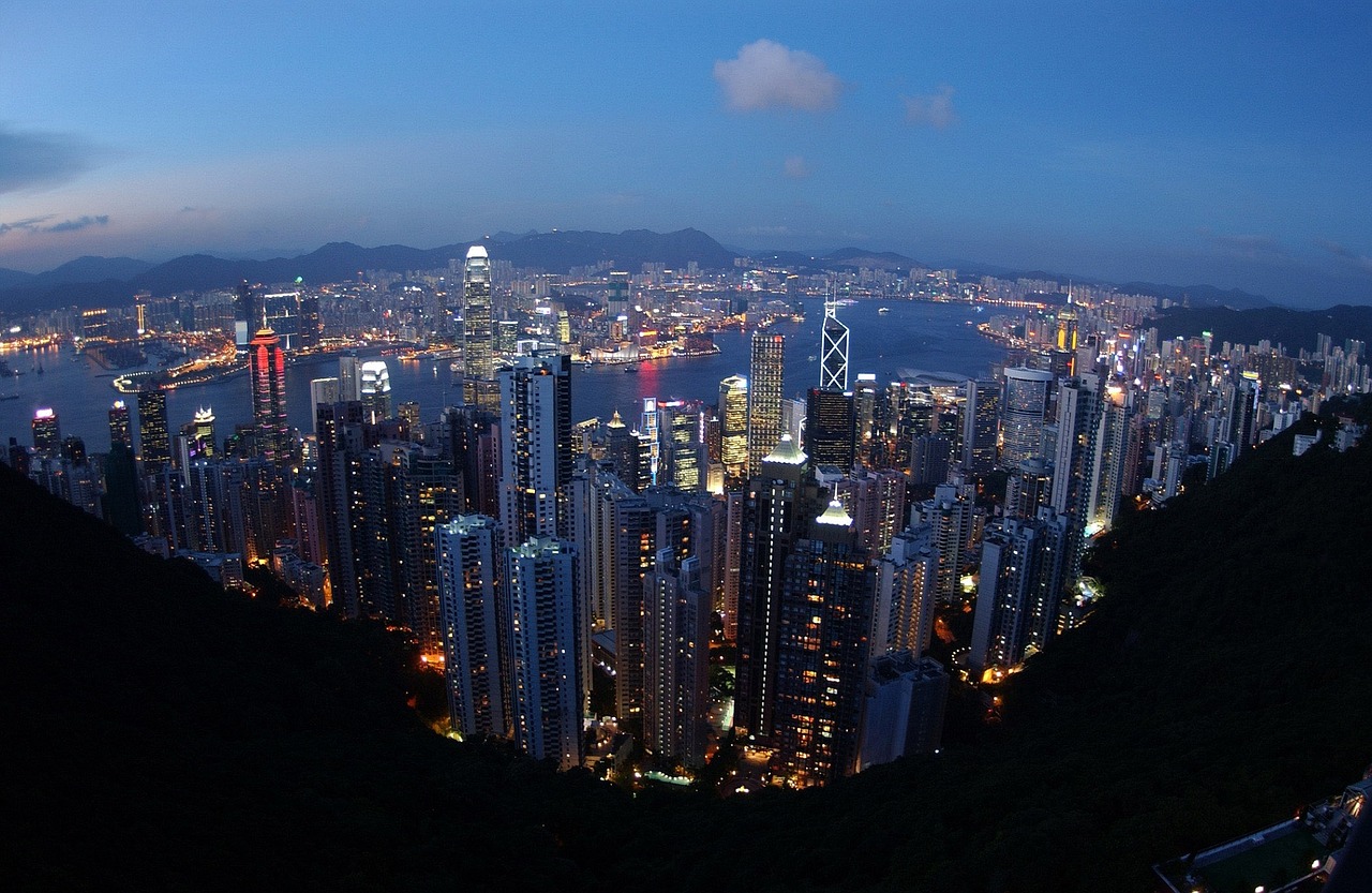 Honkongas, Panorama, Miesto Panorama, Vakaras, Dangus, Twilight, Žibintai, Kraštovaizdis, Vaizdas, Uostas