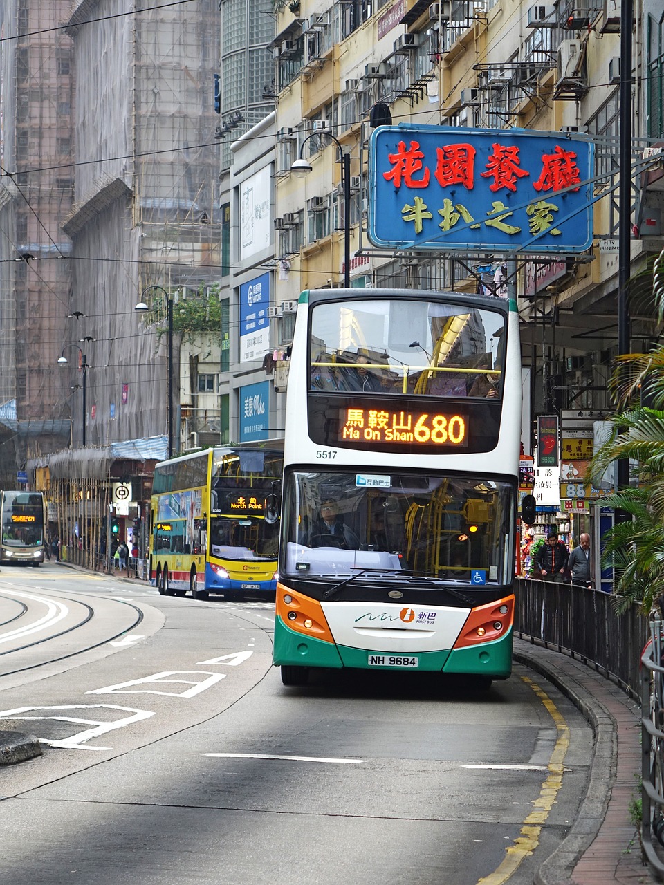 Honkongas, Autobusas, Miestas, Pastatas, Iškabos, Kelias, Miesto Gatvėje, Gabenimas, Miesto, Miesto Miestas