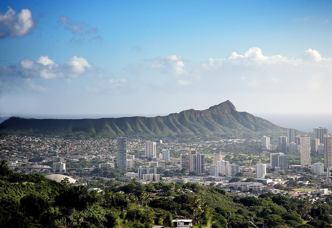 Honolulu Panorama, Hawaii, Diamond Head, Miesto Panorama, Vaizdingas, Sala, Oahu, Įlanka, Miesto, Kelionė