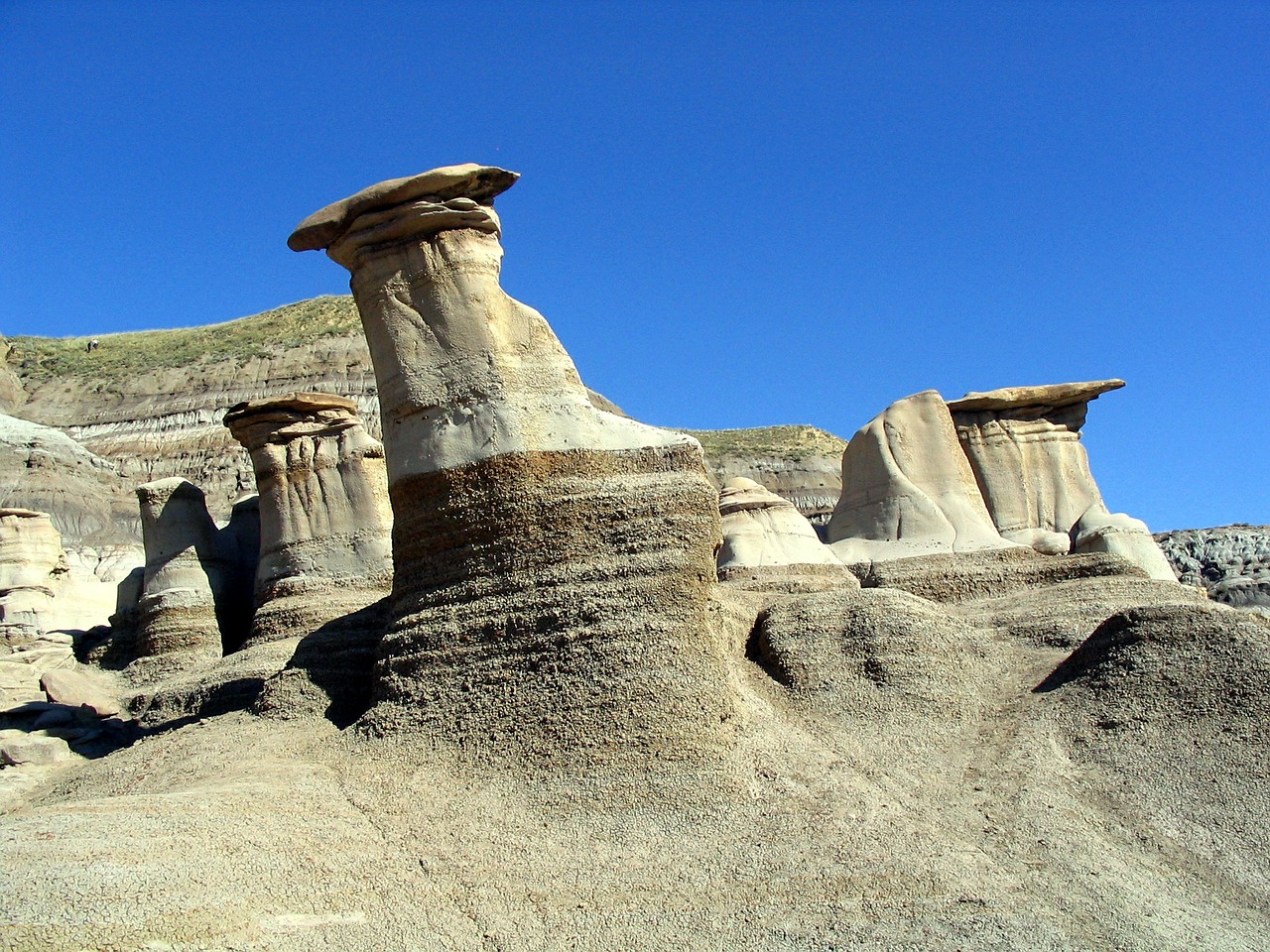 Hoodoos, Uolienos Formacijos, Palapinių Kalnas, Fėjų Dūmtraukis, Ir Žemės Piramidė, Spire, Rokas, Sausas, Drumheller, Kanada