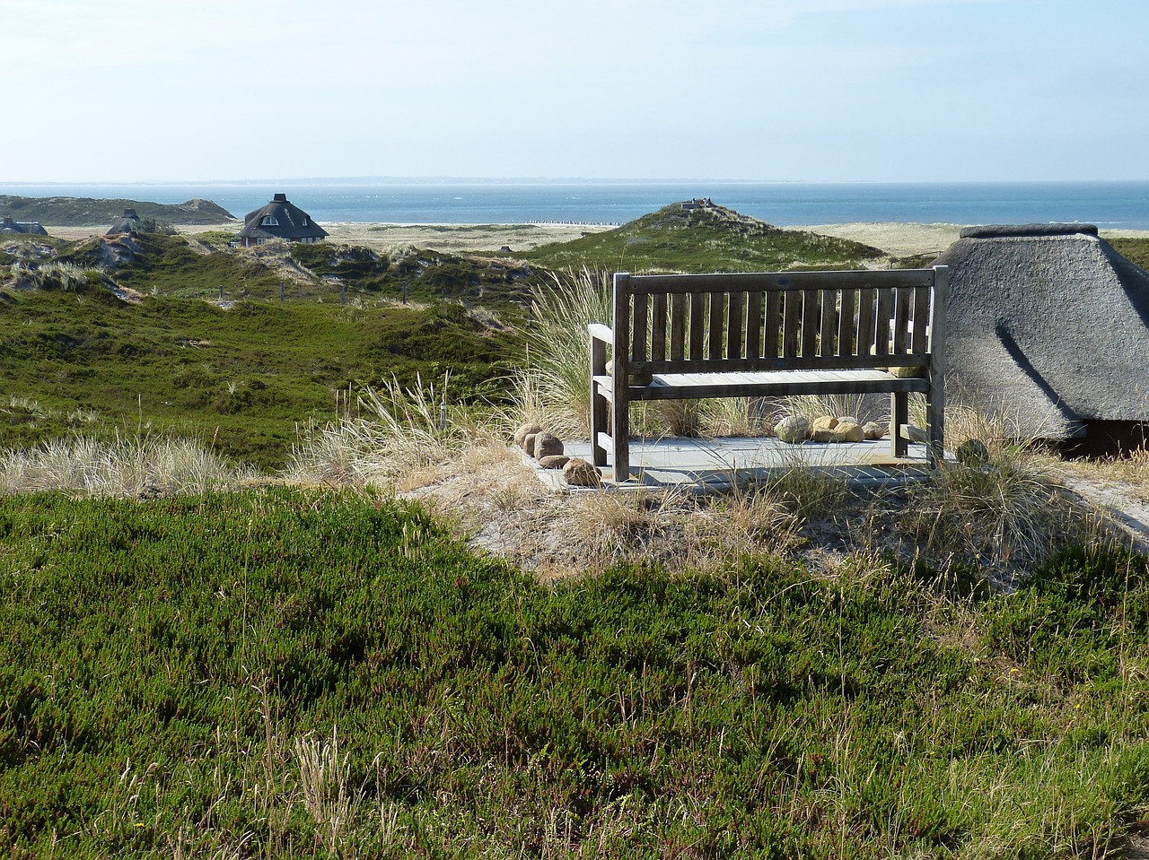 Hörnum,  Sylt,  Sala,  Kraštovaizdis,  Pobūdį,  Atostogos,  Šiaurės Jūra,  Sodybos,  Nordfriesland,  Šiaudinis Stogas