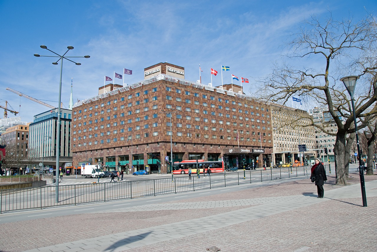 Viešbutis, Sheraton Viešbutis, Stockholm, Švedija, Miestas, Skandinavija, Fasadas, Pastatas, Architektūra, Turizmas