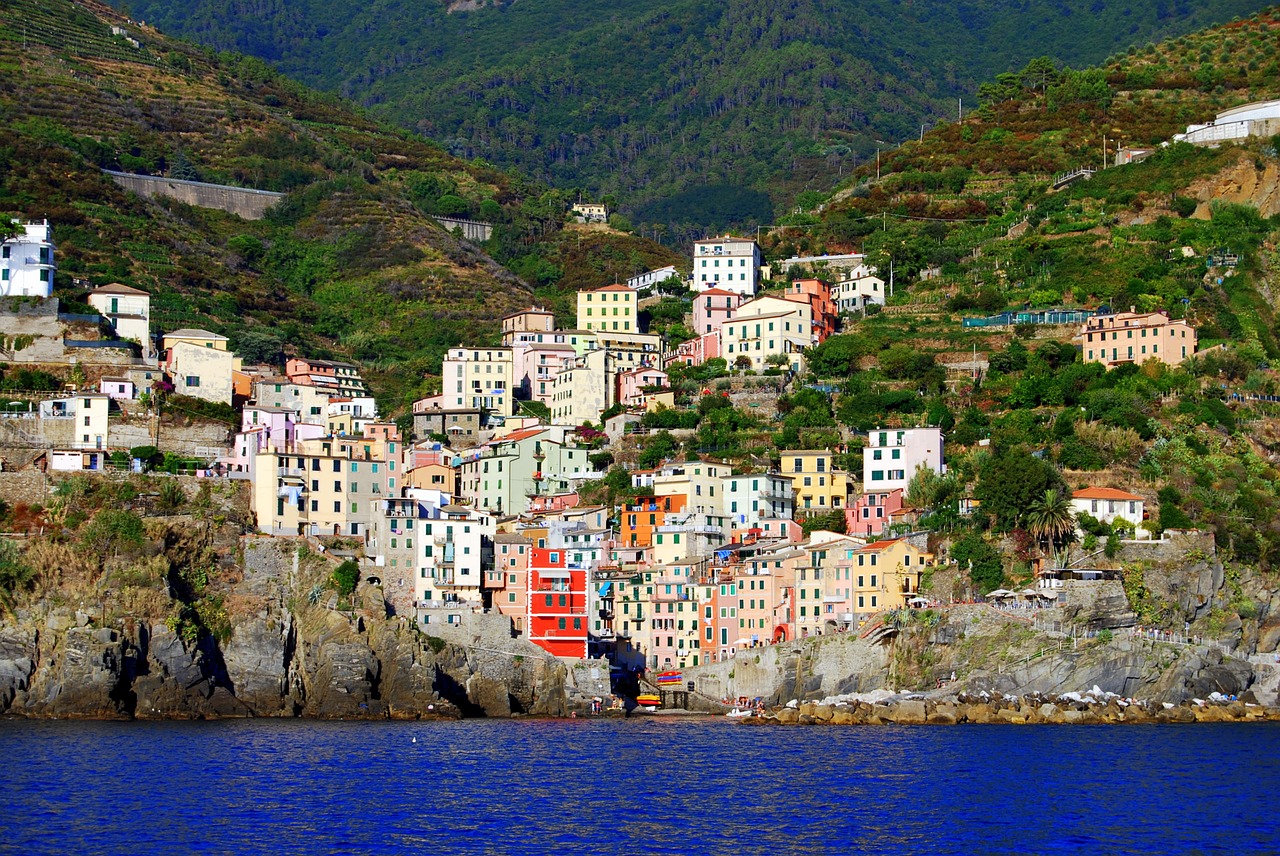 Namai, Spalvos, Spalvinga, Jūra, Kalnas, Vanduo, Riomaggiore, Ligurija, Italy, Cinque Terre