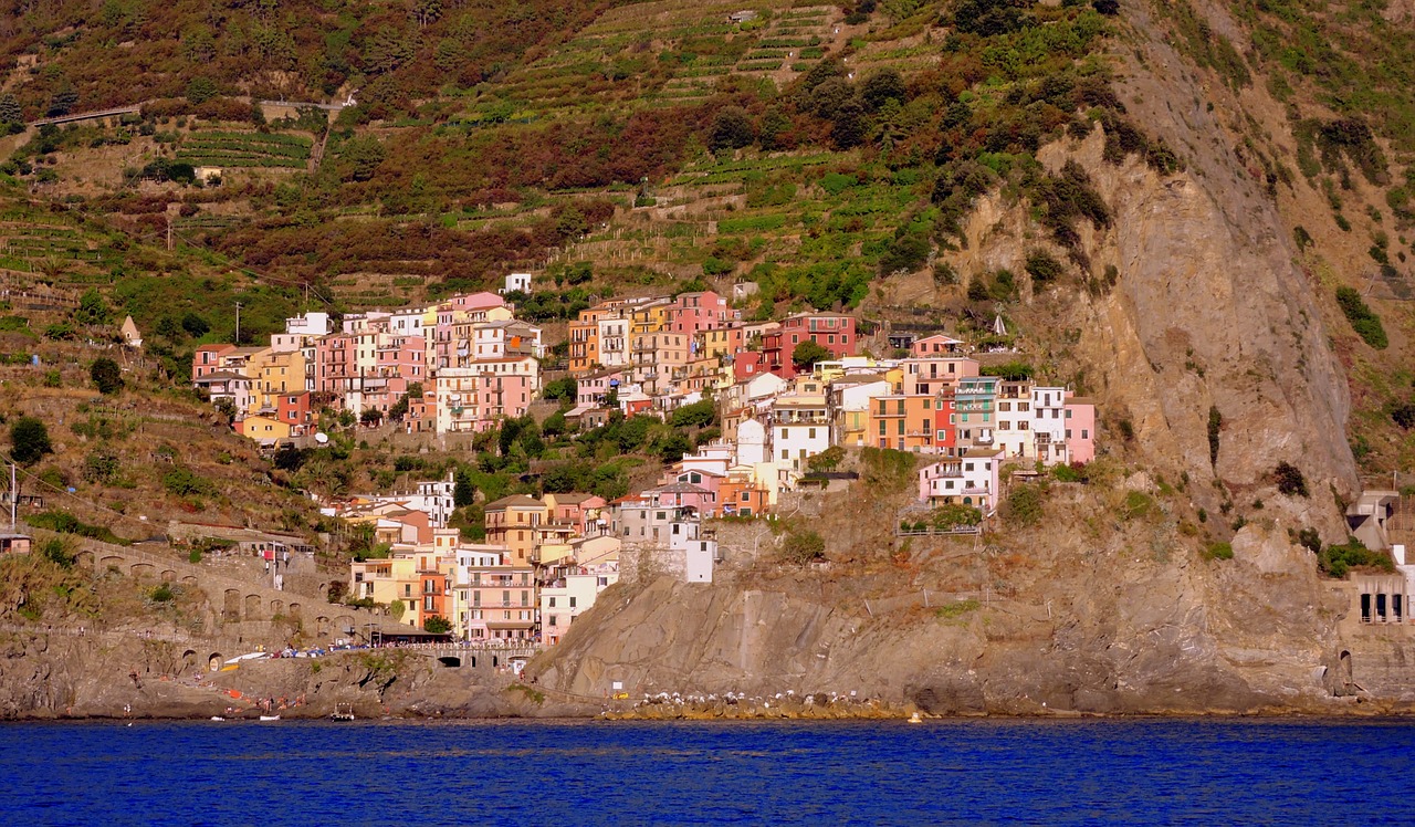 Namai, Spalvos, Spalvinga, Jūra, Rokas, Kalnas, Vanduo, Manarola, Ligurija, Italy