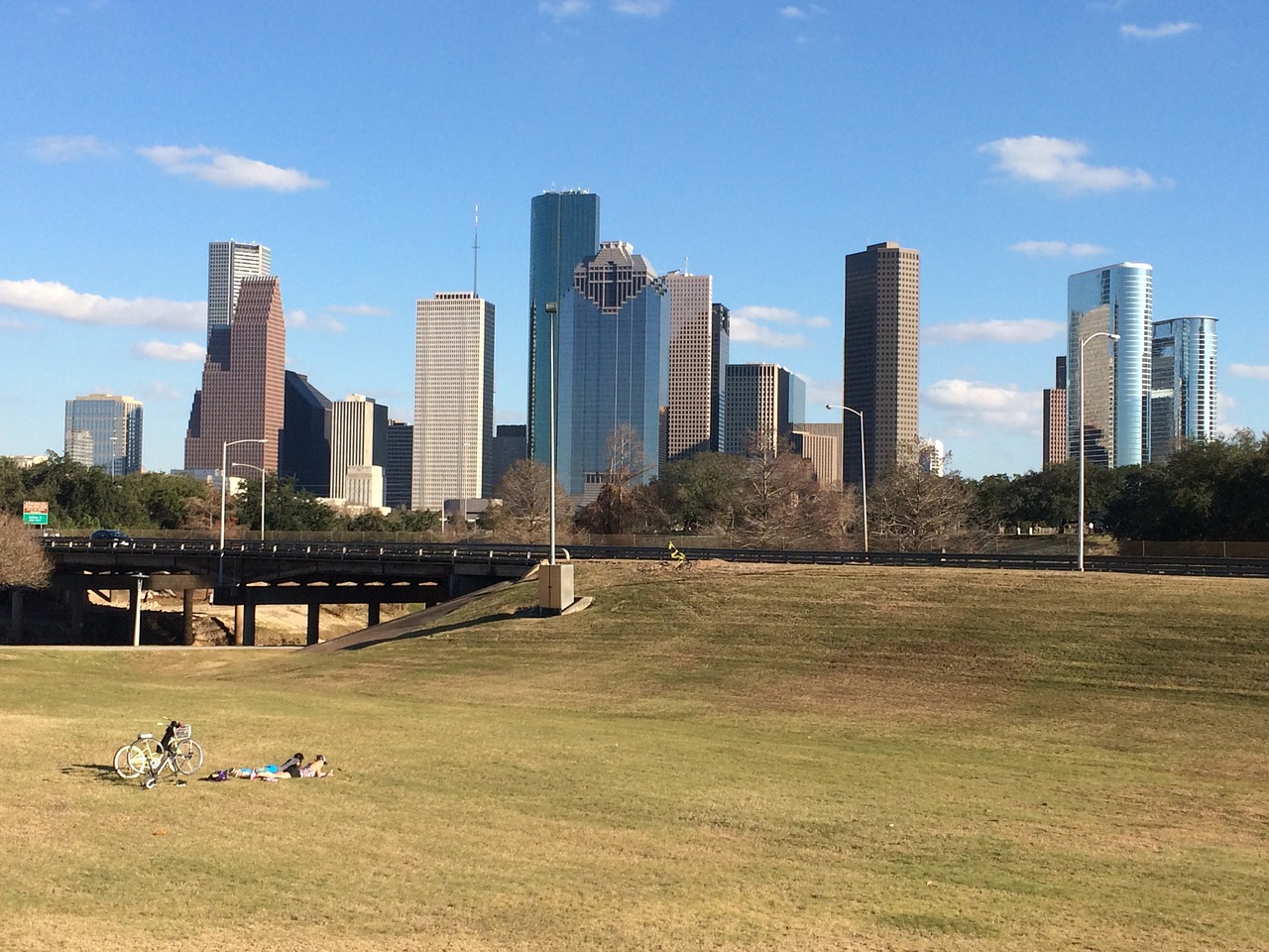 Houstonas, Centro, 2015 M., Sausis, Vakarinė Pusė, Buivolų Bayou Parkas, Texas, Harris, Panorama, Miestas