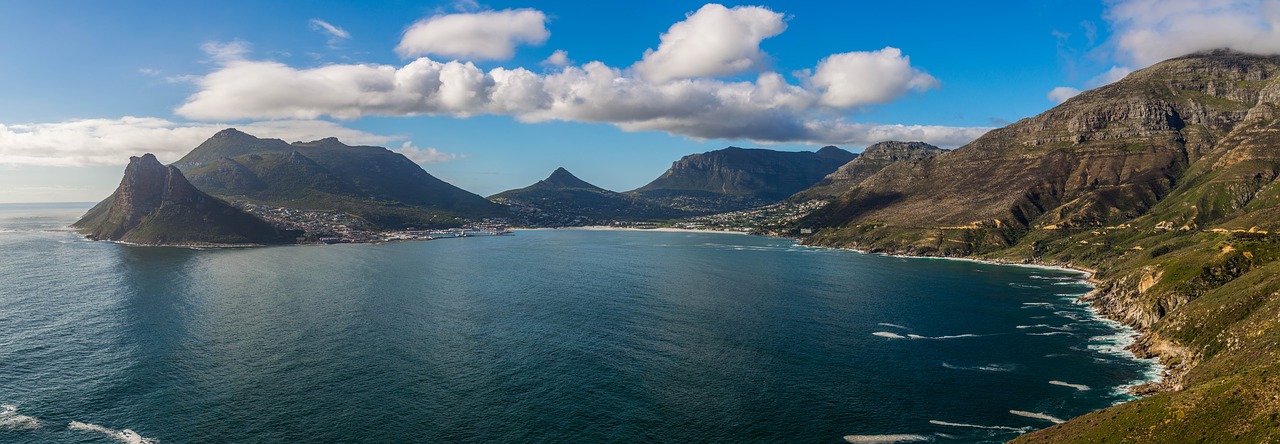 Hout Bay, Cape Town, Pietų Afrika, Jūra, Kraštovaizdis, Vandenynas, Juros Įlanka, Panorama, Chapmano Viršūnė, Vakarinis Kalnas