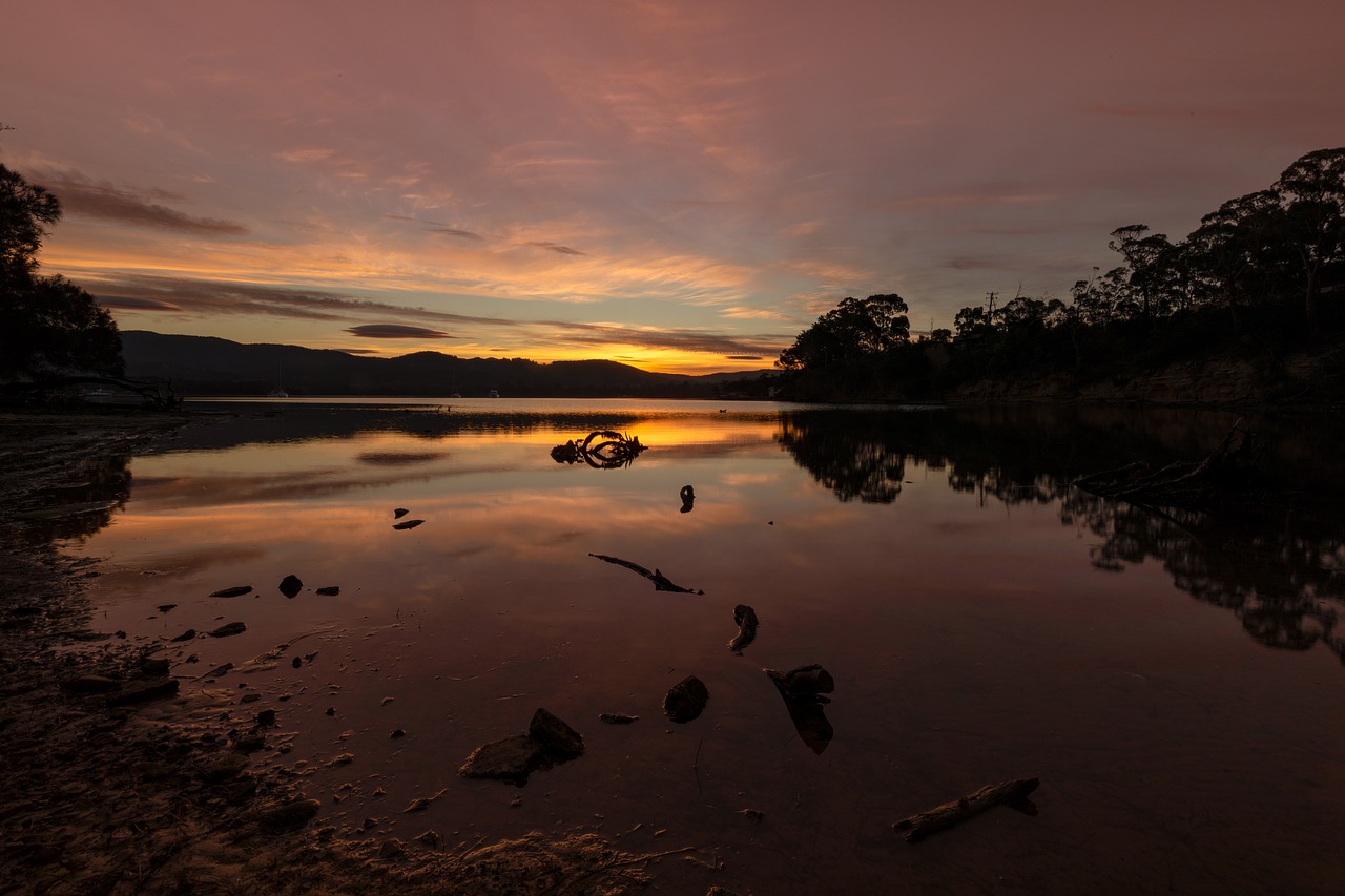 Howden,  Australija,  Tasmanija,  Pakrantės,  Papludimys,  Dangus,  Jūra,  Pobūdį,  Saulėlydžio,  Vandens