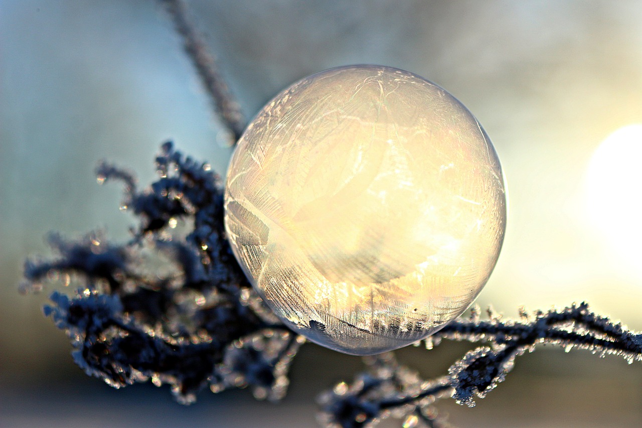 Ledo Maišelis, Muilo Burbulas, Šaltis, Sniegas, Šalnos Lizdas, Frost Globe, Žiema, Šaltas, Sušaldyta, Matinis Muilo Burbulas