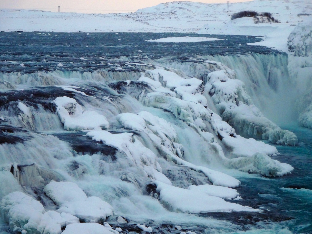 Iceland, Gullfoss, Upė, Vanduo, Sniegas, Ledas, Krioklys, Gamta, Nemokamos Nuotraukos,  Nemokama Licenzija