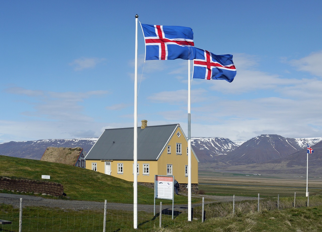Iceland, Vėliavos, Iceland Flag, Glaumbaer, Muziejus, Platus, Kelionė, Nemokamos Nuotraukos,  Nemokama Licenzija