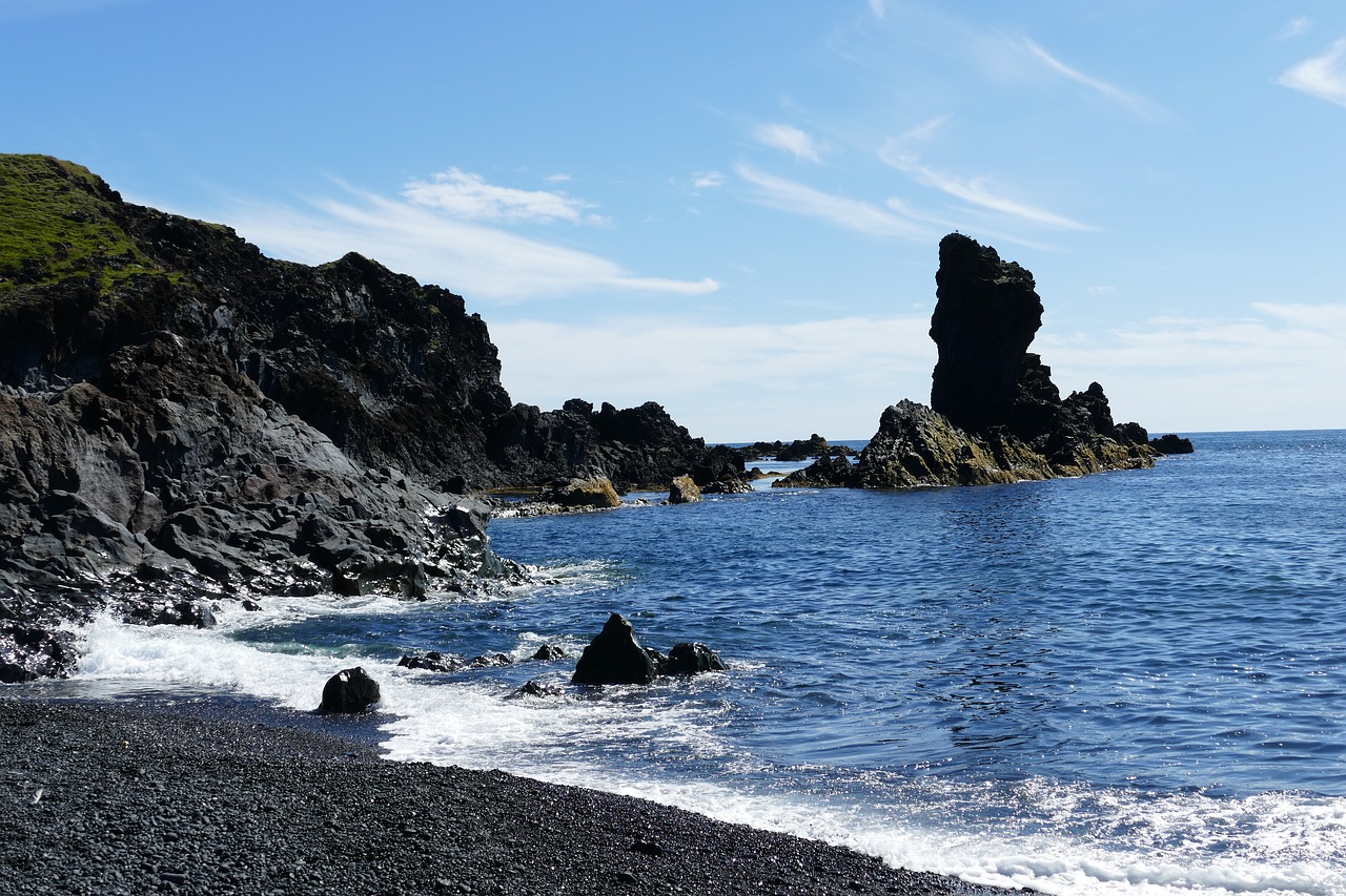 Iceland, Kraštovaizdis, Gamta, Vanduo, Jūra, Атлантический, Rokas, Kranto, Lava, Papludimys