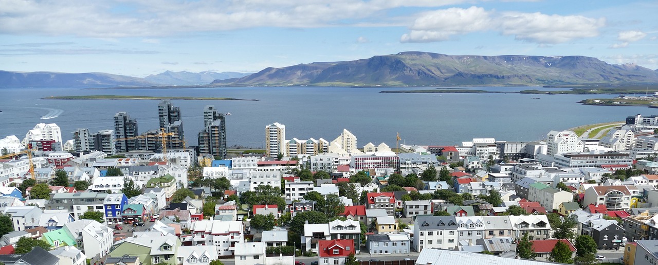 Iceland, Reikjavikas, Uostas, Hallgrímskirkja, Perspektyva, Vaizdas, Panorama, Miestas, Kapitalas, Jūra