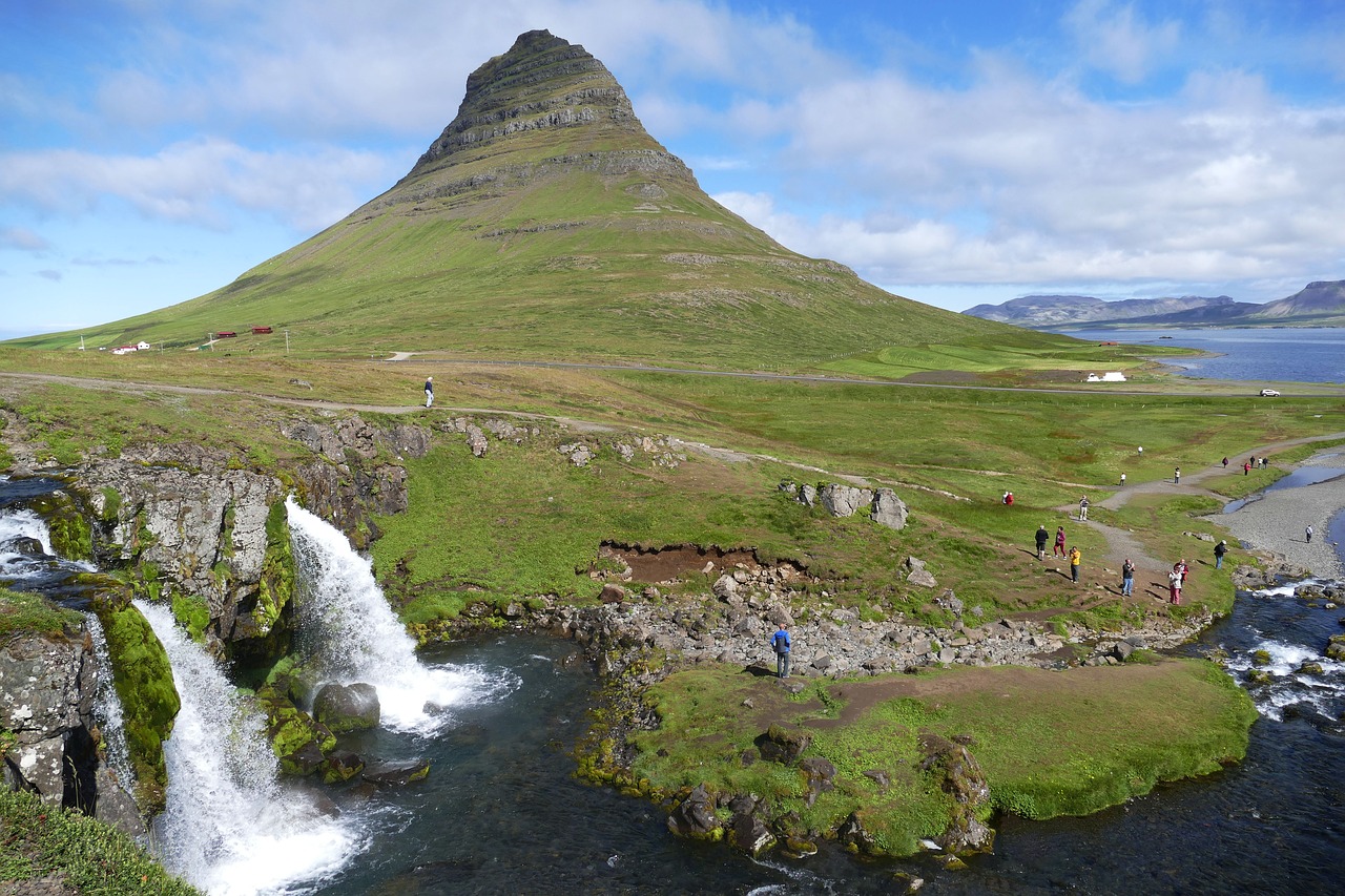 Iceland, Snaefellness, Snæfellsnes Pusiasalis, Kalnas, Gamta, Vulkaninis, Kraštovaizdis, Panorama, Krioklys, Kirkjufellsfoss